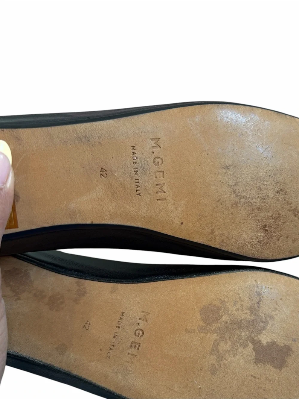 M.Gemi The Danza Black Nappa Leather Square Toe Ballet Flats Italy Size 42